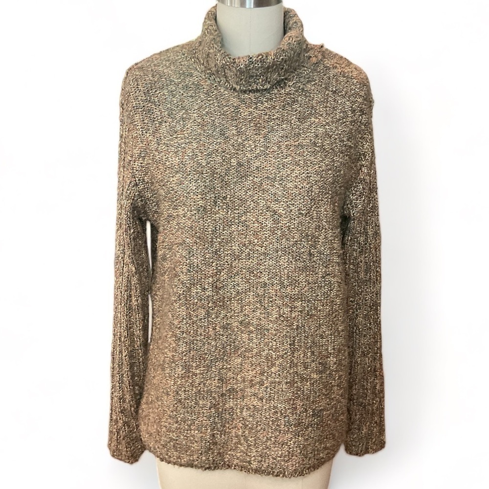 Oona Marled Hand Knit Turtleneck Jumper Sweater Made in New England Medium
